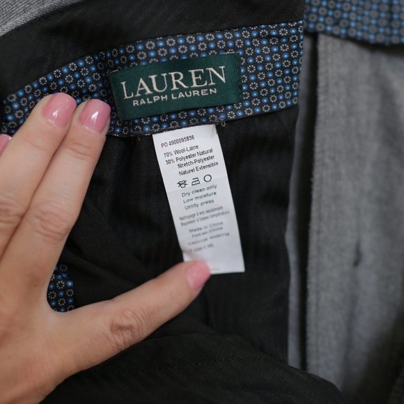 LAUREN RALPH LAUREN Grey Ultraflex Classic-Fit Wool Suit Jacket 48R & Pant 42x30 - Picture 13 of 15